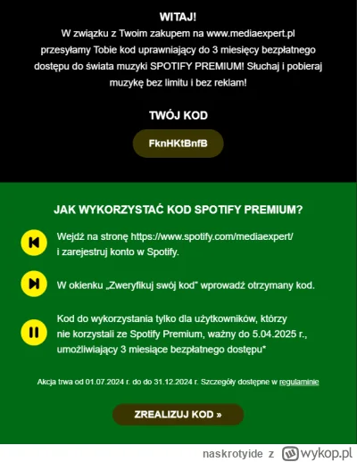 naskrotyide - #rozdajo #spotify
Częstujcie się
Kod na spotify dla nowych.