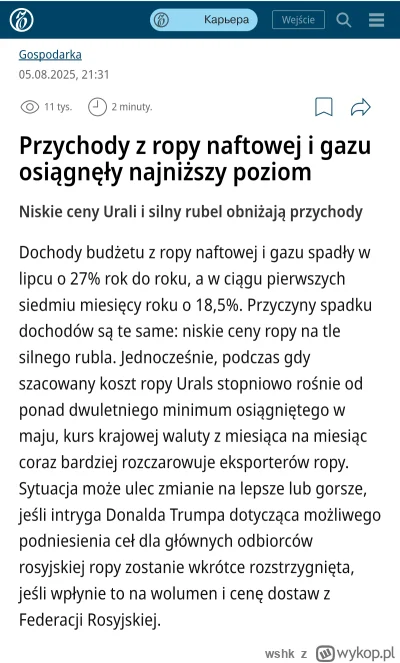 wshk - Bardzo dobrze.


#ukraina #rosja #rosjawstajezkolan #gospodarka