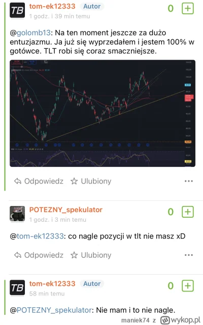 maniek74 - #gielda

Jak tam wykopki, daliście się nagonić na TLT pod obniżki stópek w...