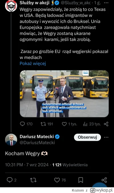 Koziom - Matecki odpisuje jednemu ze swoich mulitików.

A tak na poważnie to jak ma t...