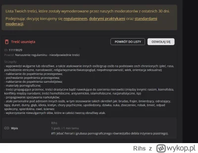 Rihs - M*deracja przechodzi samą siebie. Koleś co to zgłaszał też niezły.
#f1