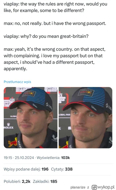 planarize - #f1 Max tradycyjnie nie owija w bawełnę: