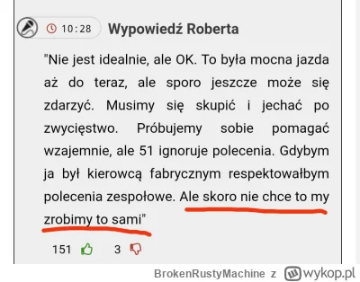 BrokenRustyMachine - To słowa Roberta chwilę przed tym jak #51 sobie głupi ryj rozwal...