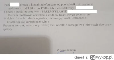 Quest - #prawo #oszukujo
Dzisiaj znalazlem w skrzynce taki liścik. Jestem spadkobierc...