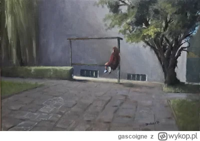 gascoigne - Jeszcze nie mam tytułu, olejem na płótnie pomazana taką scenka rodzajowa ...