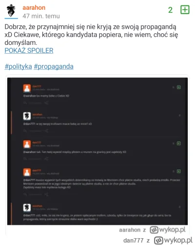 dan777 - #polityka #propaganda #aarahon 
Oświadczenie 
Generalnie chłopa wyśmiałem ja...