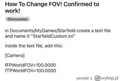yeradd - Podobno można hackując zmienić FOV na PC.
#starfield