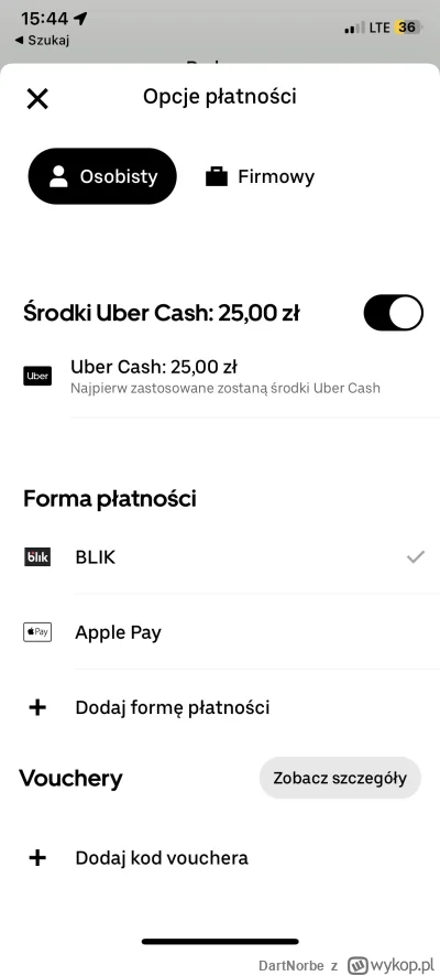 DartNorbe - Jakim cudem mam na koncie uber 25 zł w postaci uber cash? Nie przypominam...