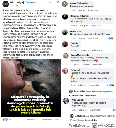 WielkiNos - Psiarze się zesrali bo specjaliści napisali żeby nie dawać się psu lizać ...