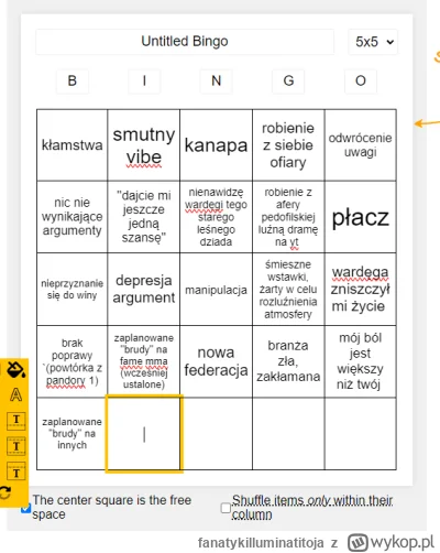 fanatykilluminatitoja - tworzę bingo brakuje mi czterech pól. Macie pomysły? ( ͡° ͜ʖ ...