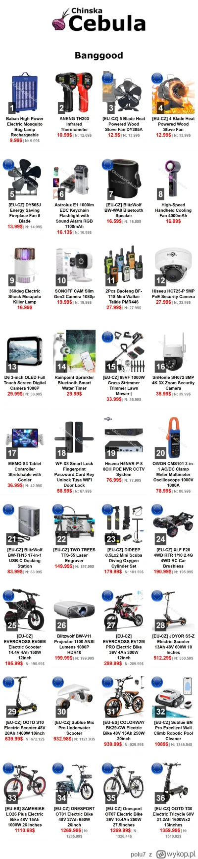 polu7 - Witam, dzisiejsze promocje z #banggood

Linki do promocji na moim telegramie ...