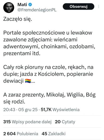 splinter96 - Zaczęło się.
Klasyczny ból dupska katoli, że ktoś śmie obchodzić święta ...