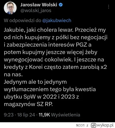 N331 - Zmieniła się władza i teraz o zakupach z Korei pisze się tak ( ͡° ͜ʖ ͡°)

#woj...