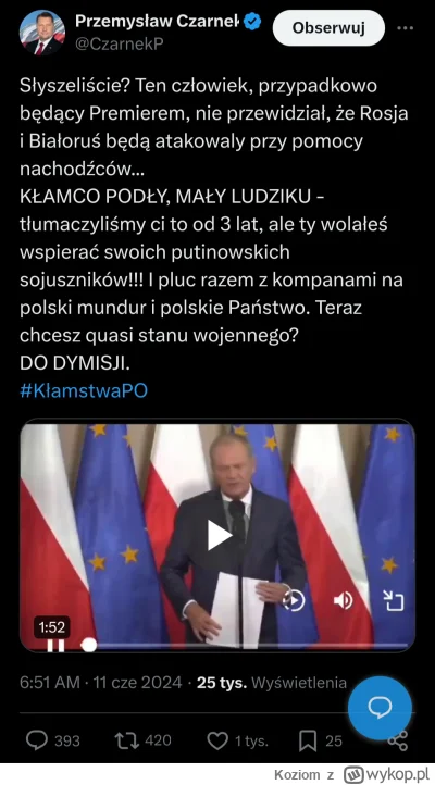 Koziom - Czarnek ale jak już kwiczysz i mówisz o opluwaniu polskiego munduru to może ...