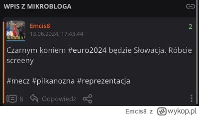 Emcis8 - Pierwszy krok  ( ͡° ͜ʖ ͡°)

#mecz #euro2024