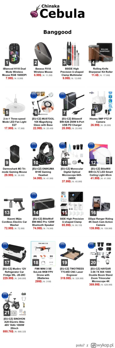 polu7 - Witam, dzisiejsze promocje z #banggood

Linki do promocji na moim telegramie ...