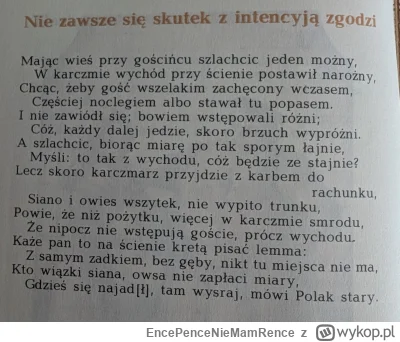 EncePenceNieMamRence - Dzisiaj fraszka po raz ostatni, na koniec zostawiłem moim zdan...