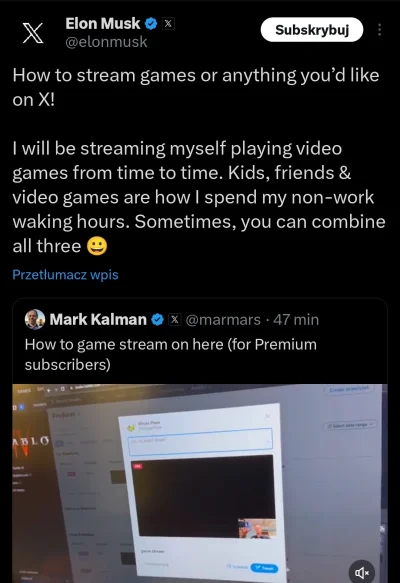 WykopowyInterlokutor - Elon Musk też zostaje streamerem. Jest fanem gier z serii Diab...