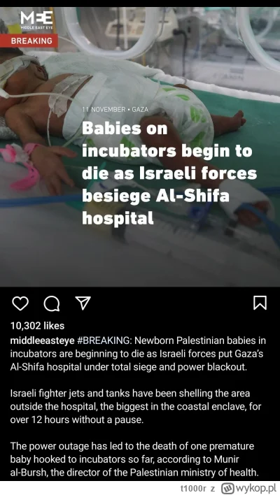 t1000r - Szpital al-shifa jest oblężony. Izrael grozi kolejnym bombardowaniem. W szpi...