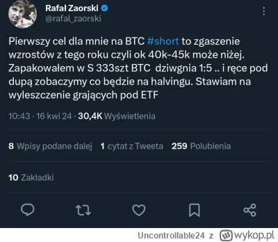 Uncontrollable24 - @levzor jeszcze wziął szorta na BTC, po Twitterze latają wpisy że ...