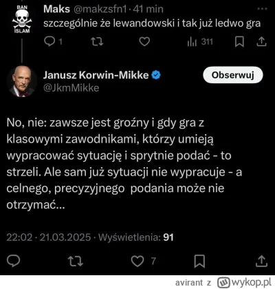 avirant - JKM za Prodiża na selekcjonera.


#mecz