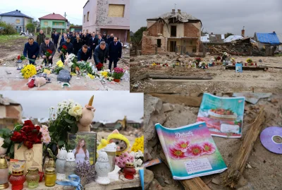 szurszur - Szef MSZ Sikorski złożył wieniec w miejscu zniszczenia przez rakiete domu ...