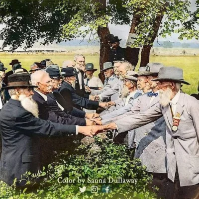 arkan997 - Spotkanie weteranów bitwy pod Getysburgiem w jej 50 rocznicę
#usa #histori...