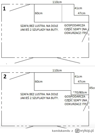 kamilukamilu - Szafa w przedpokoju równa (opcja 1), czy taka kanciasta, ale z większą...