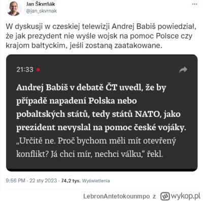 LebronAntetokounmpo - #czechy #polska #polityka #wojna 
Były premier Czech, obecnie l...