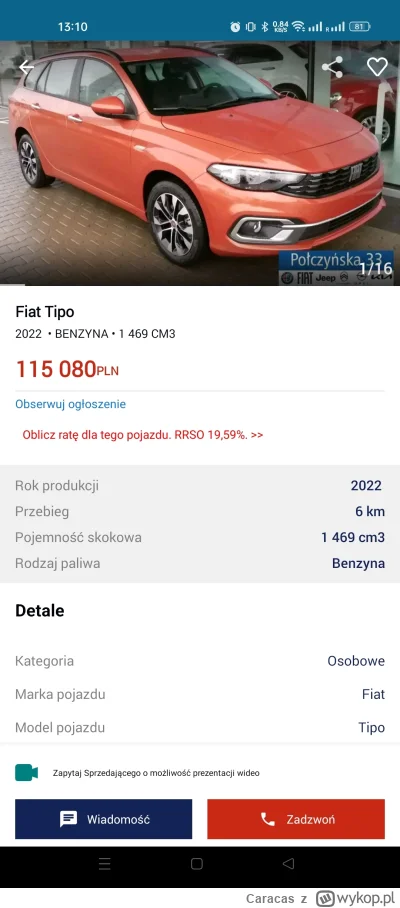 Caracas - Cena Fiata Tipo pierwszy raz w historii przekroczyła 100k.

Wersje hybrydow...