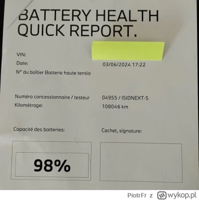 PiotrFr - SOH baterii w i4 po 108 tys km.
Btw ciekawe jak elektryk z lipca 2023 ma ju...