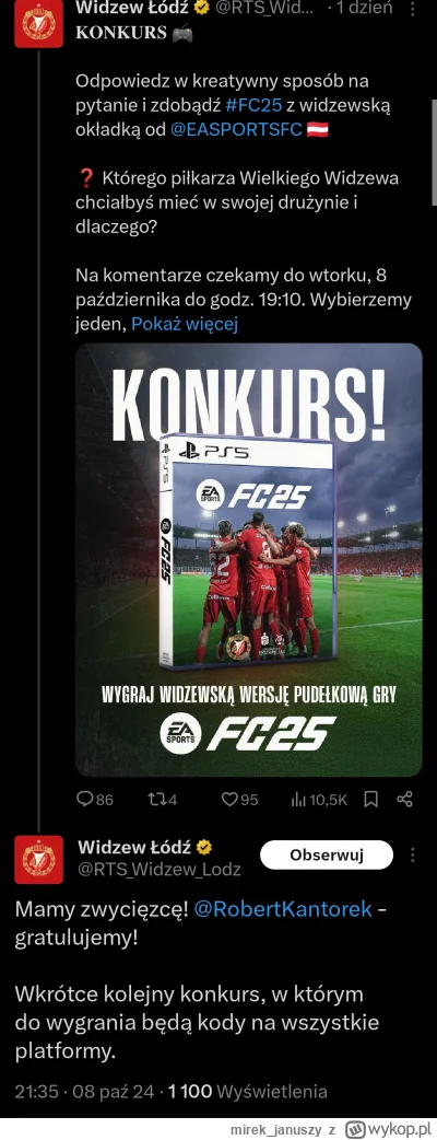 mirek_januszy - Zajebisty ten konkurs. 0 przypadku (⌐ ͡■ ͜ʖ ͡■)

 #widzew #gownowpis ...