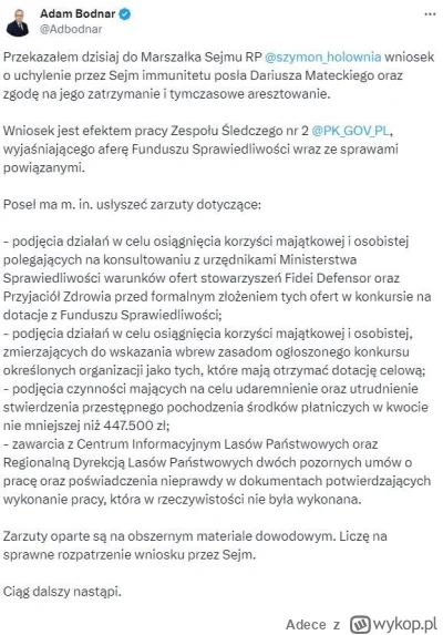 Adece - #polityka

Bodnar złożył wniosek o zdjęcie immunitetu i tymczasowe aresztowan...