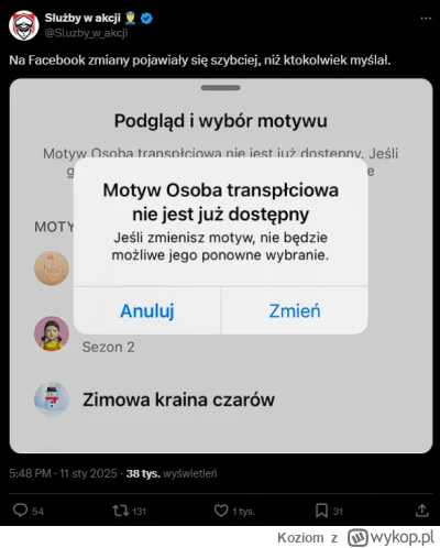 Koziom - Profil, który niby informuje o działaniach policji, a jara się tym, że FB us...