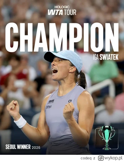 codeq - Iga wygrywa turniej w Seulu!
Co za mecz i emocje :)
Brawo!

#tenis #sport