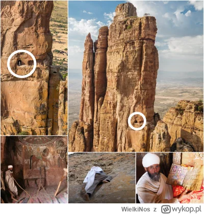 WielkiNos - Abuna Yem'ata Guh to kościół wykuty w skale w górach w Etiopii na wysokoś...
