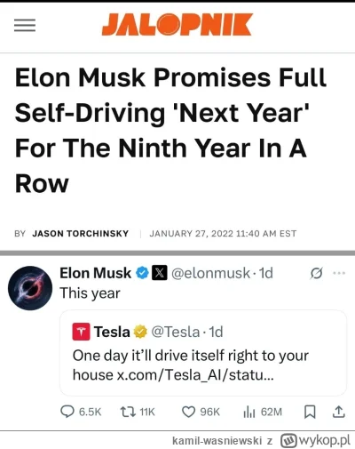 kamil-wasniewski - #gielda #tesla
Jak myślicie? Samojezdne samochody Tesli będą dostę...