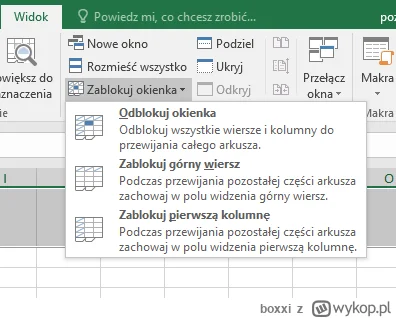 boxxi - @Povsajo: W excelu to jest w Widok -> zablokuj okienka i wybierasz odpowiedni...