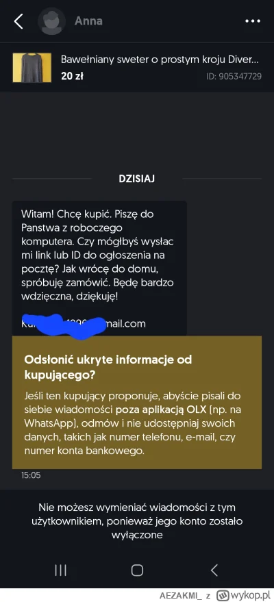 AEZAKMI_ - Znowu jakaś nowa forma oszustwa na olxie? #olx