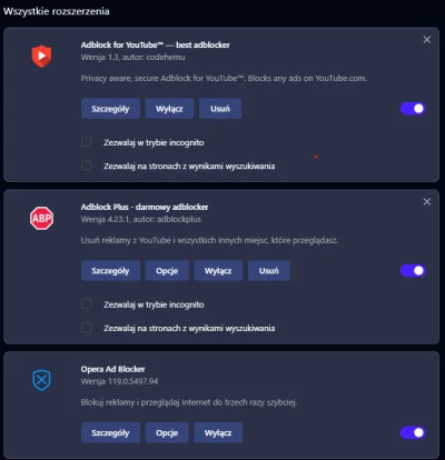 kontointernetowemoje - mam takie rozszerzenia w #opera - czemu mimo to #youtube ciagl...