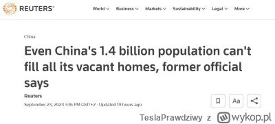 TeslaPrawdziwy - W Chinach jest ponad MILIARD pustych mieszkań! 

Tak wynika z artyku...