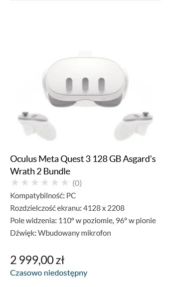 sayanek - #oculus #quest3 #pcvr 

W Polsce widzę klasycznie, walnąć cenę + 20% bo to ...