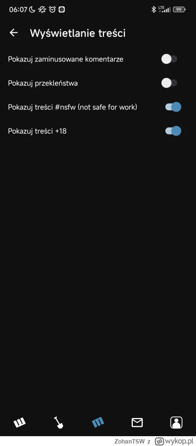 ZohanTSW - wykop mobilny nie działa, trzeba się przerzucić na oficjalną appkę. a tam ...