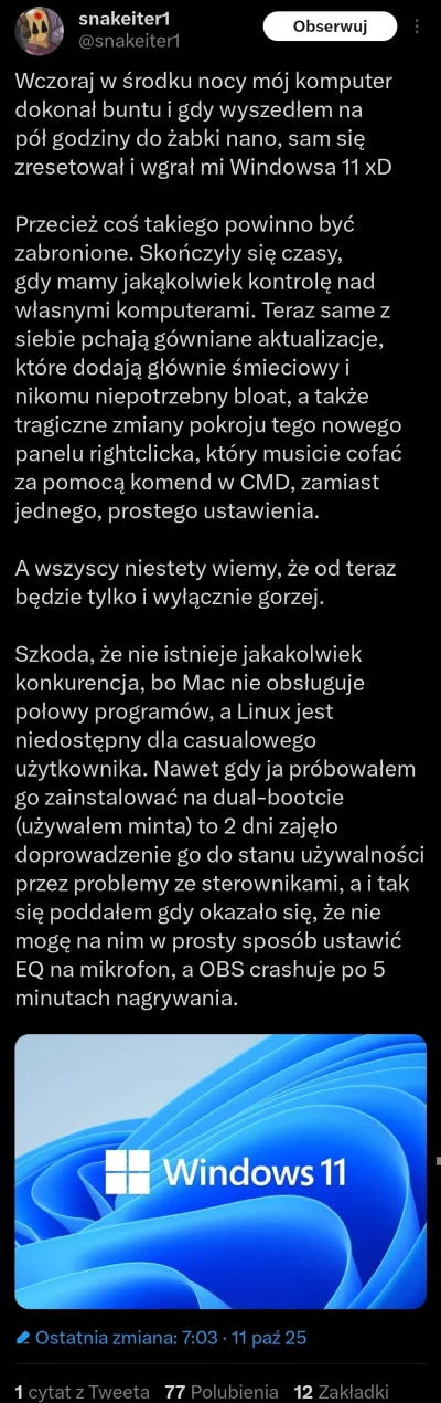 matada2 - Widzowie, komputer mi się sam zaktualizował w nocy!!! No nic nie klikałem, ...
