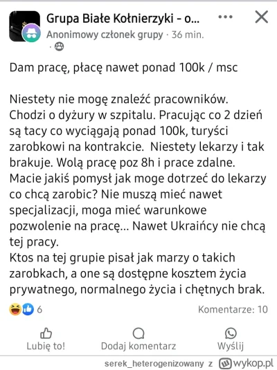 serek_heterogenizowany - serio lekarz z dużą ilością dyżurów może 100k wyciągnąć na m...