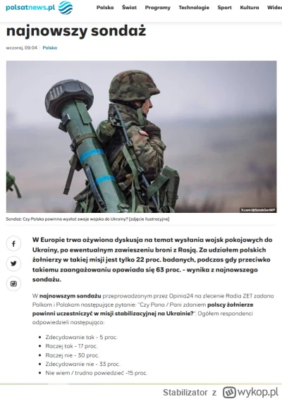 Stabilizator - Tak trzymać 

Czy Pana / Pani zdaniem polscy żołnierze powinni uczestn...