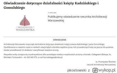 pkostowski - Komunikat kurii o działalności księży Łukasza Kadzińskiego oraz Jacka Go...