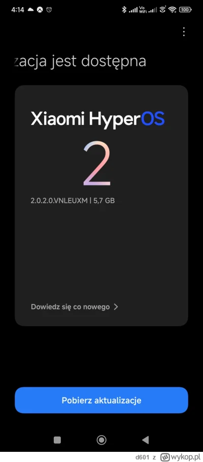 d601 - #xiaomi #hyperos #pocophone 
Mam aktualizacje na poco x 6 pro