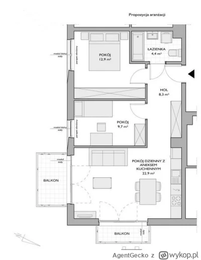 AgentGecko - Co myślicie o mieszkaniu z 2 balkonami na które jest wejście od salonu z...