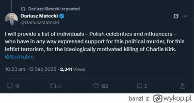 banzi - No i część z nas już nie wjedzie do ameryki ;-(

#polityka #bekazpisu #mateck...